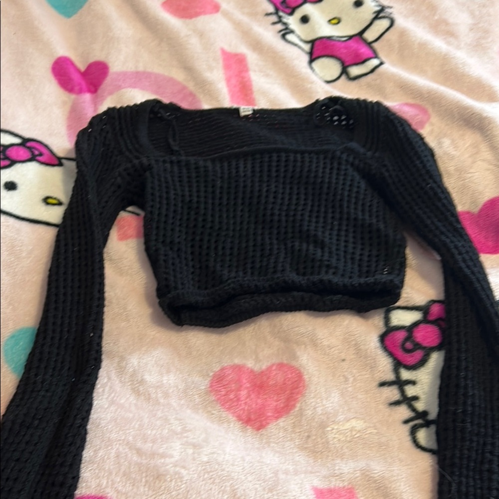 Garage Black Knit Crop Top